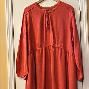 Gooseberry Red RayonViscose Old Navy Long Sleeve Dress Made in India Patterned.